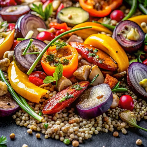 मधुर भुने हुए सब्जियों का अनाज बाउल